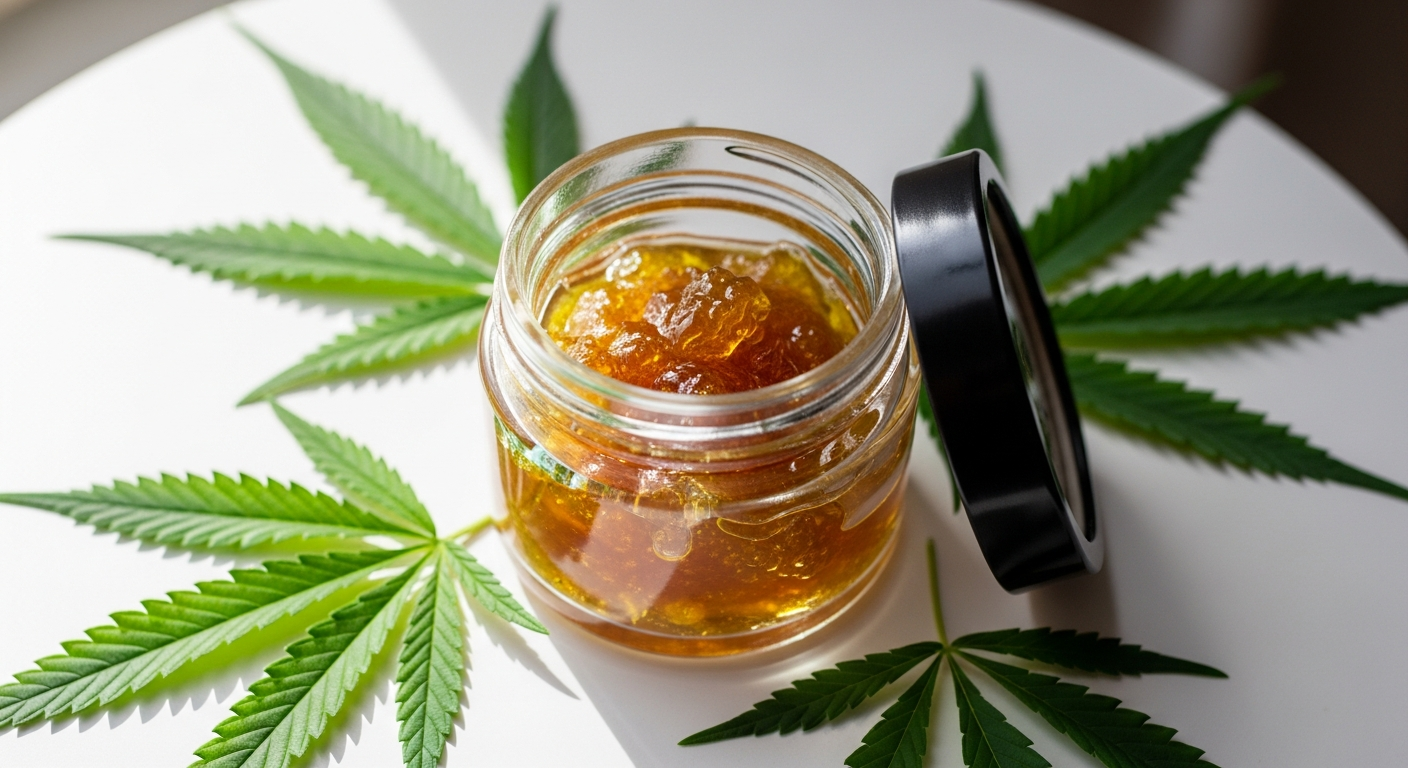 Mama Kana 3x Filtered CBD Hash product package displayed with hemp leaves and crystalline concentrate texture