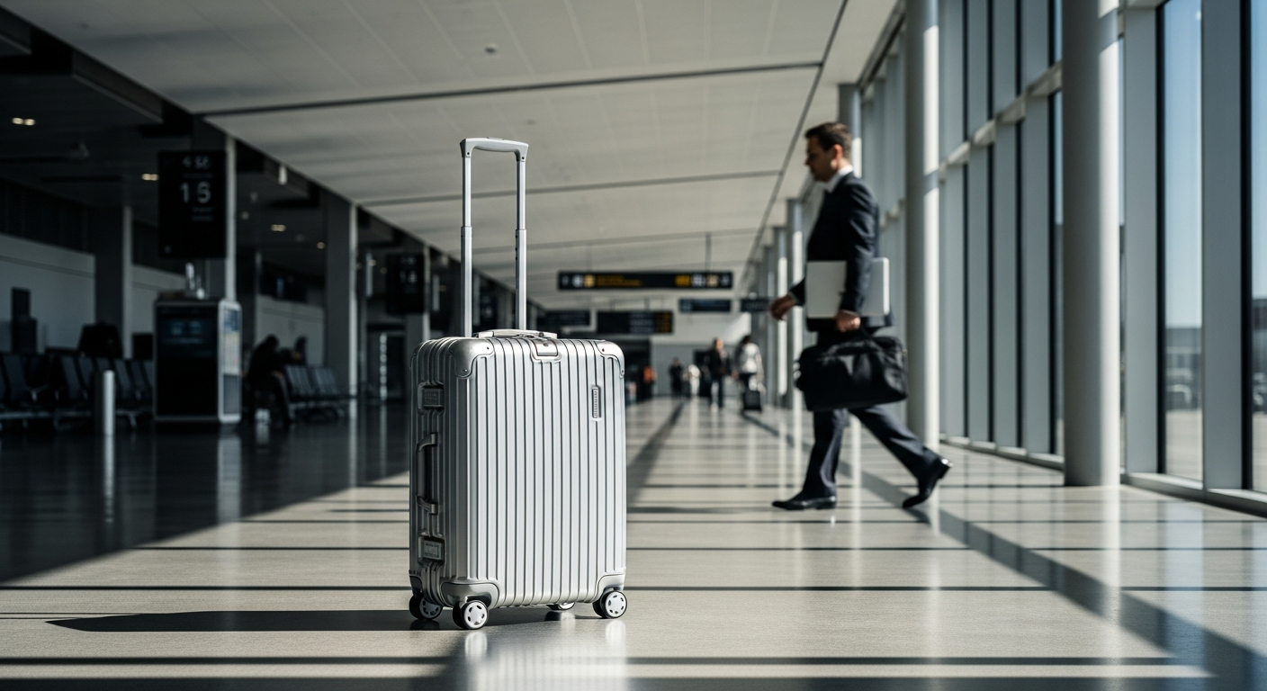 Greenwich DOHA aluminum frame cabin suitcase in silver with TSA locks displayed against neutral background