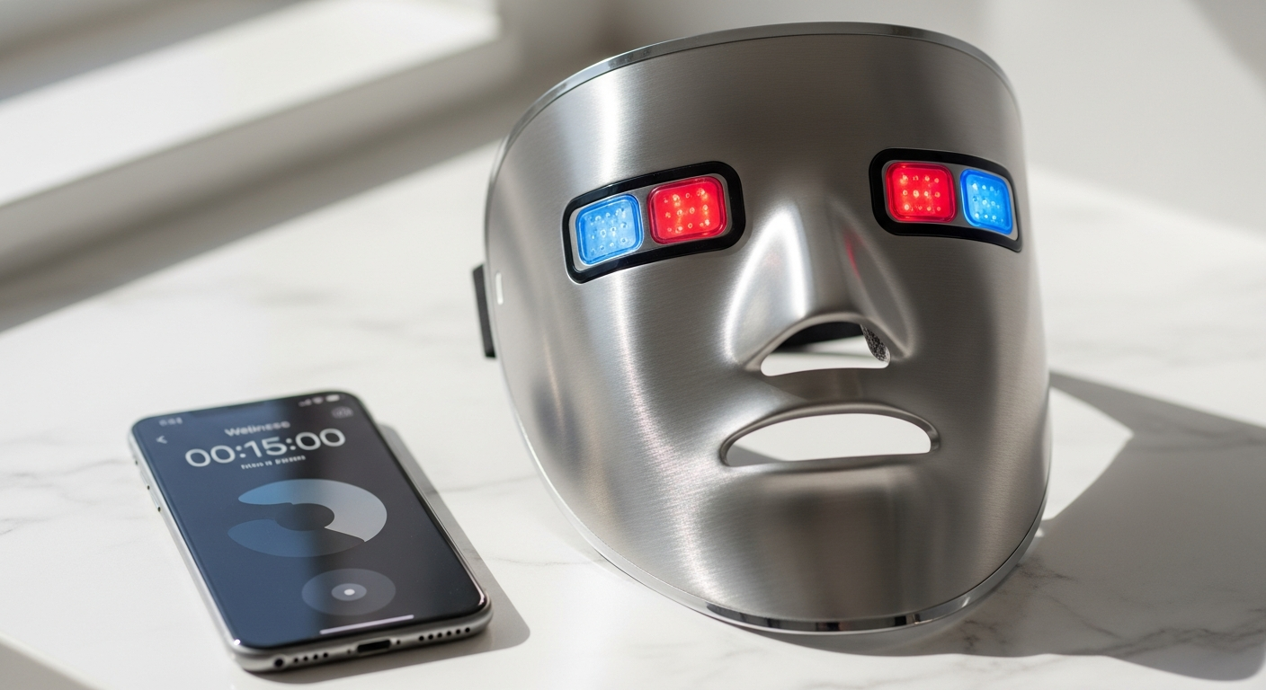 Maxi Meilleur Pro Series LED Mask wireless device with smart remote pad for professional at-home light therapy