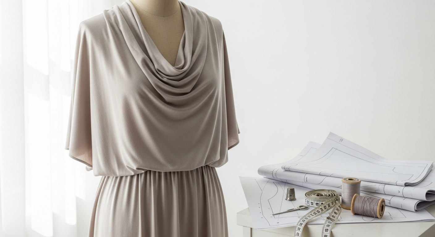 Minerva Exclusive Savannah Dress Pattern cocoon-style dress with integrated pockets and grown-on sleeves