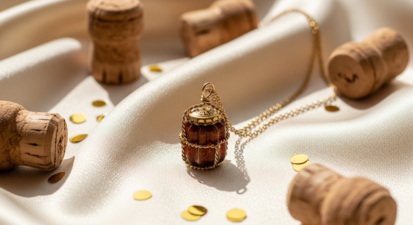 Le Petit Muselet Pendant: Champagne Charm Jewelry for Celebration Lovers