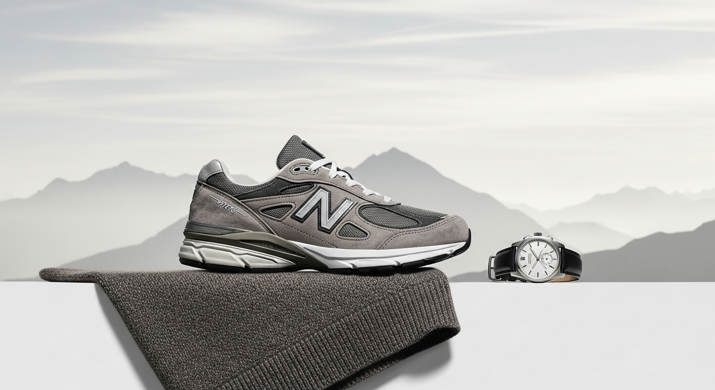 New Balance 990v6 Castlerock grey sneaker displayed on neutral background showcasing premium design