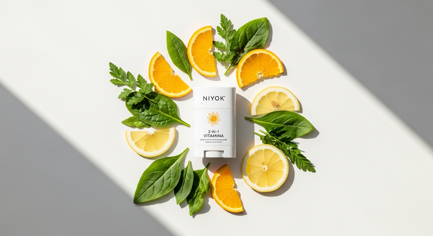 Niyok 2-in-1 Vitamina Deodorant Antiperspirant glass jar with natural sage-based formula