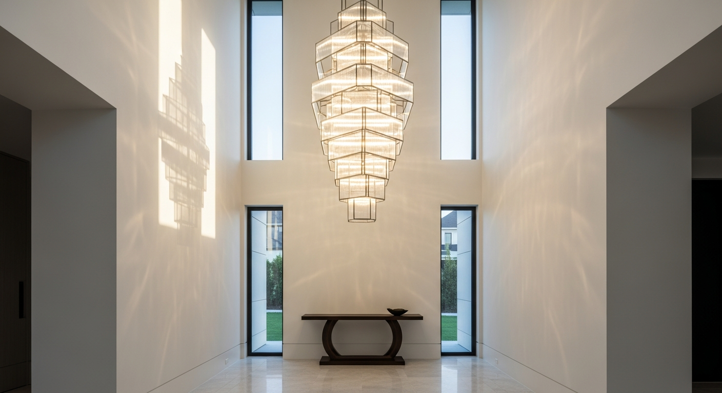 Transform Your Entryway Into a Gallery: The OROA Glass Layered Chandelier as Architectural Statement