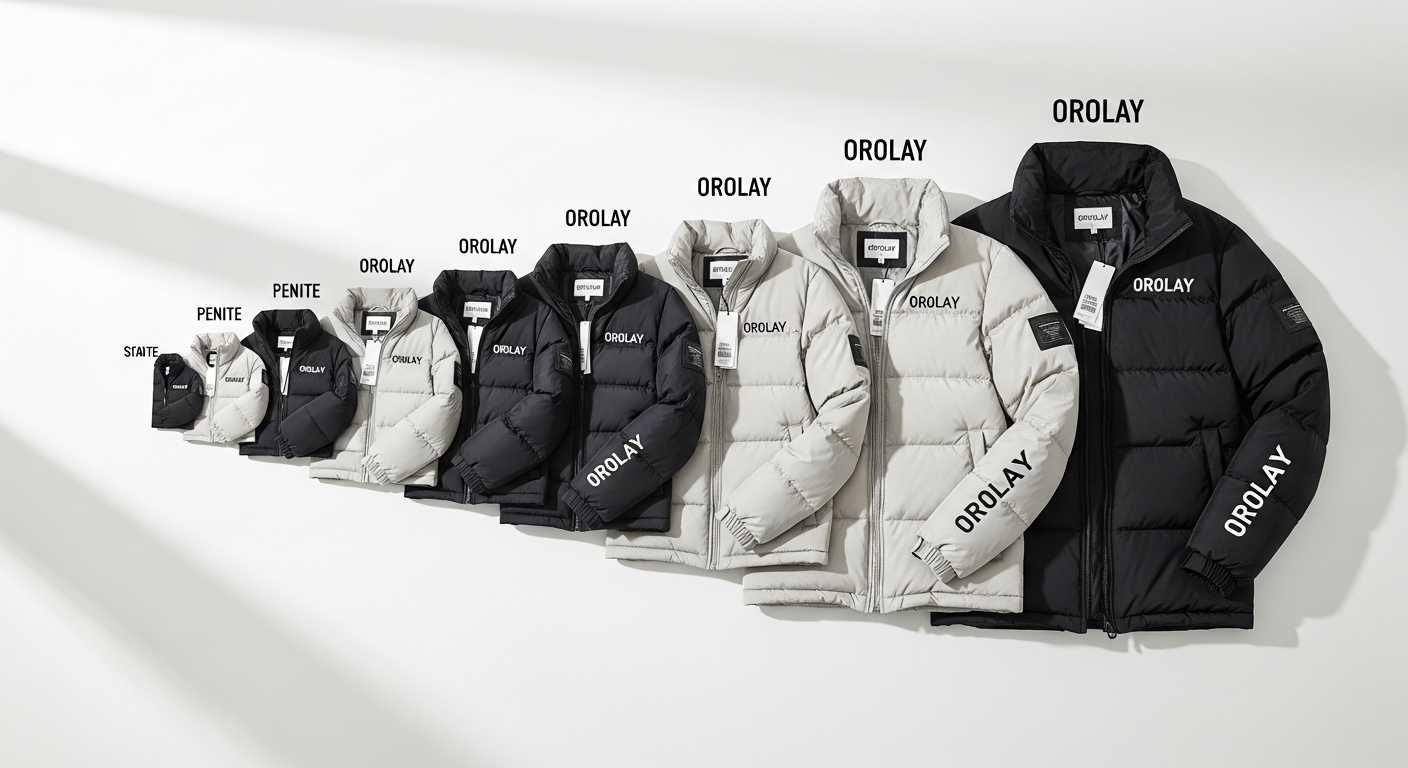 Orolay Women's Thickened Down Jacket in beige displayed on a model showing the jacket's boxy silhouette and design details