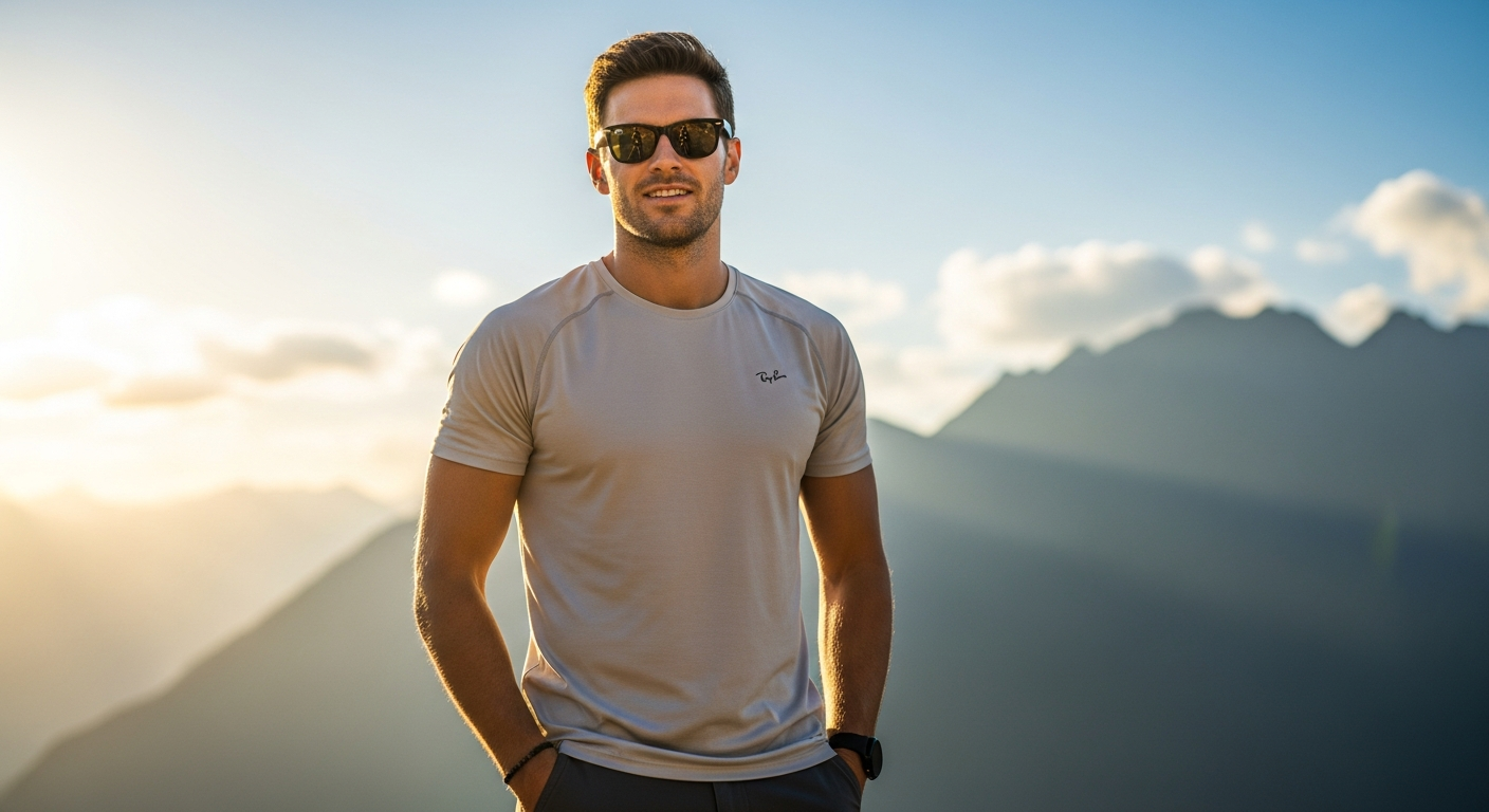 Professional athlete wearing Ray-Ban Original Wayfarer Classic sunglasses during outdoor water sports activity
