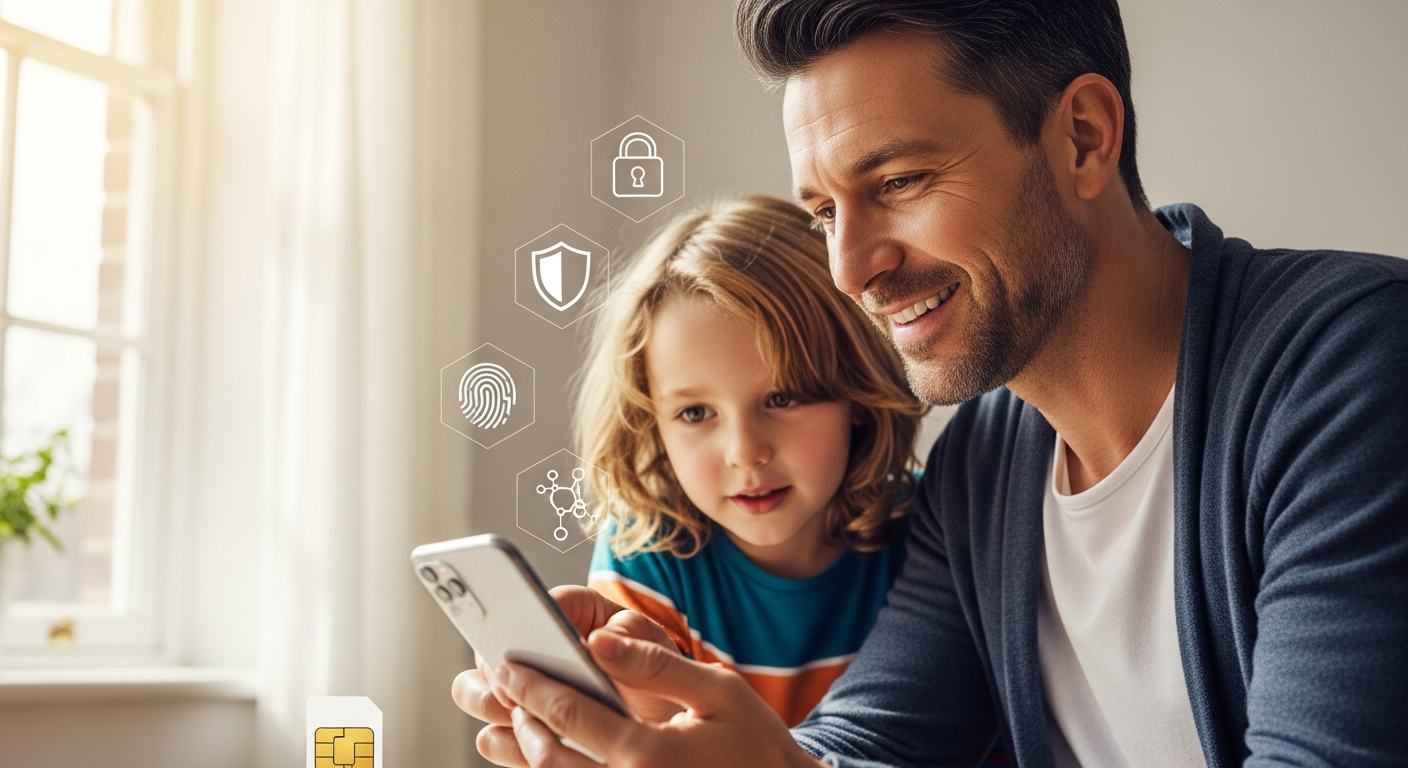 Parent monitoring child's phone usage with ParentShield safety features displayed on screen