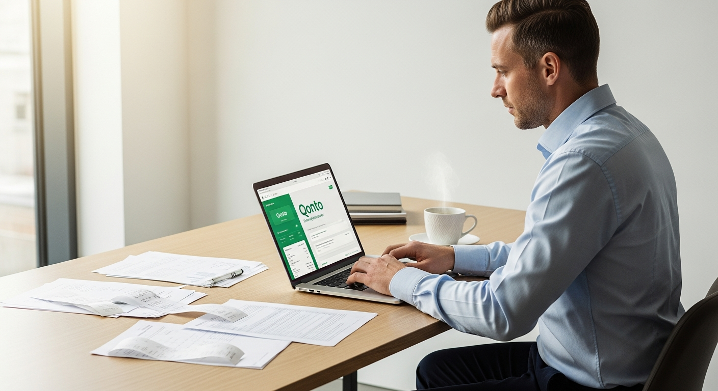 Qonto Smart Business Account Plan dashboard showing banking features and financial management tools for Austrian entrepreneurs