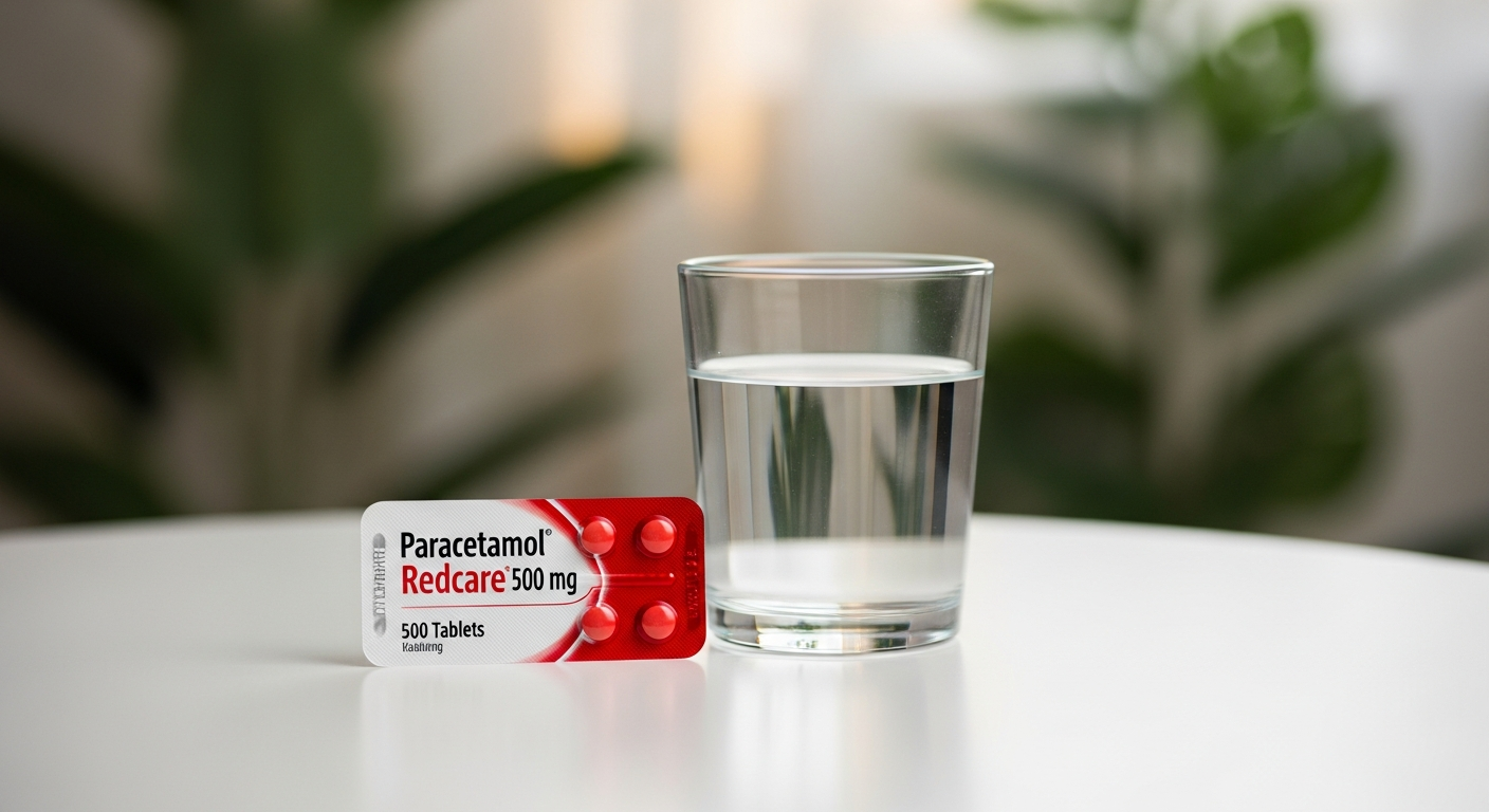 Paracetamol Redcare 500 mg tablets in blister pack with breaking notch design for flexible dosing