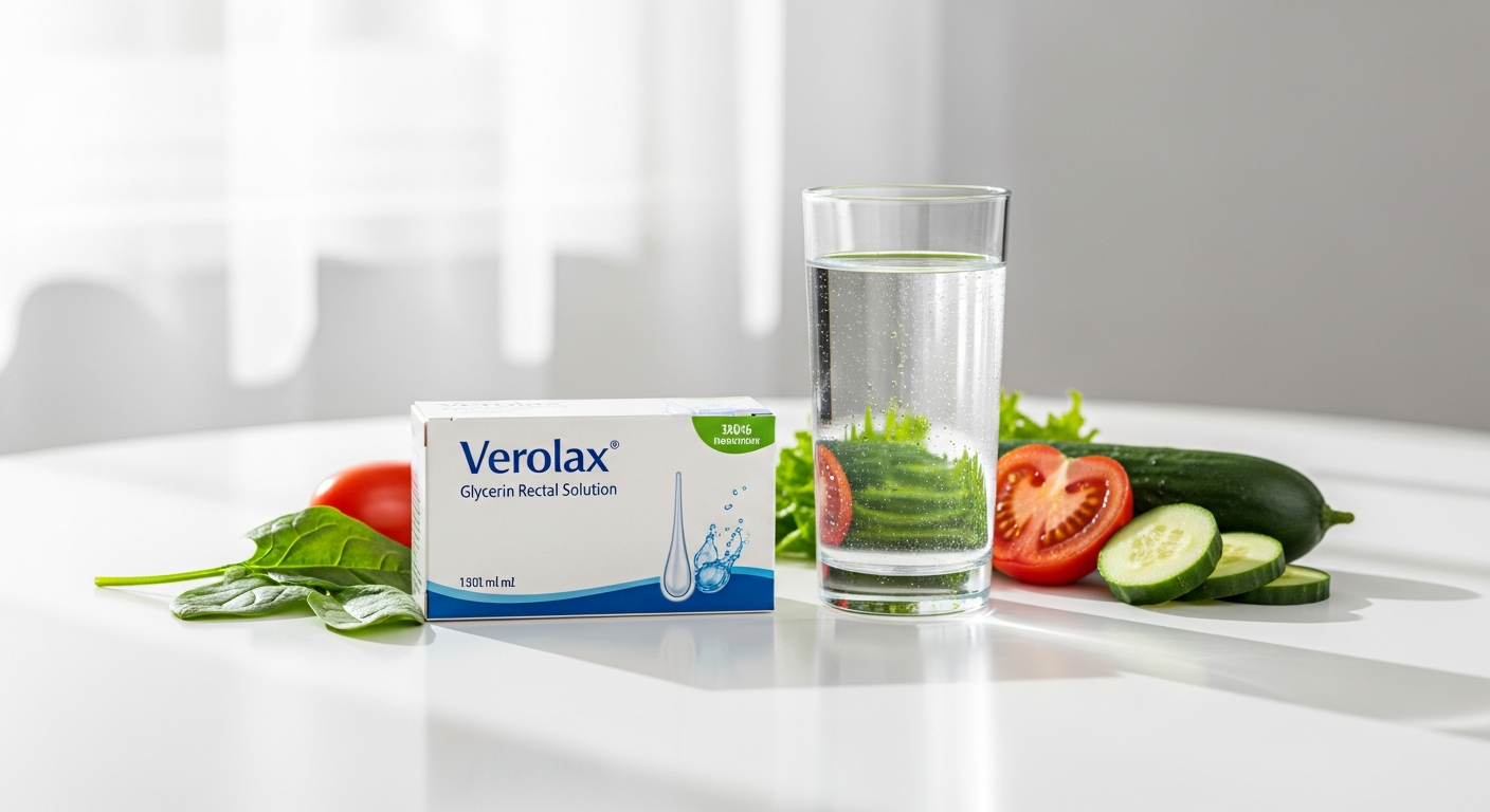 Verolax Adult Glycerin Rectal Solution box with natural ingredients displayed on white background