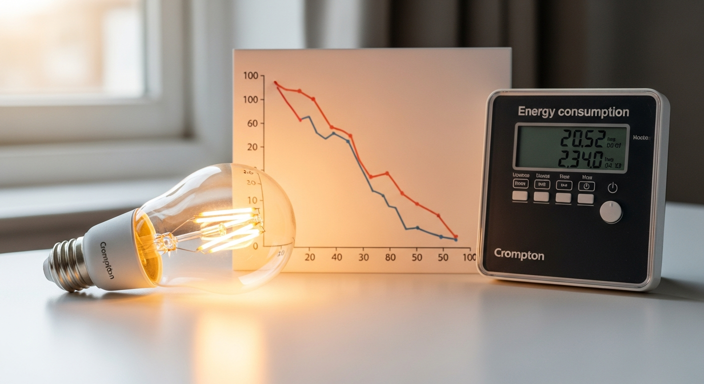 Crompton GLS LED Ultra-Efficient Bulb B22 with warm white 3000K light output and bayonet fitting