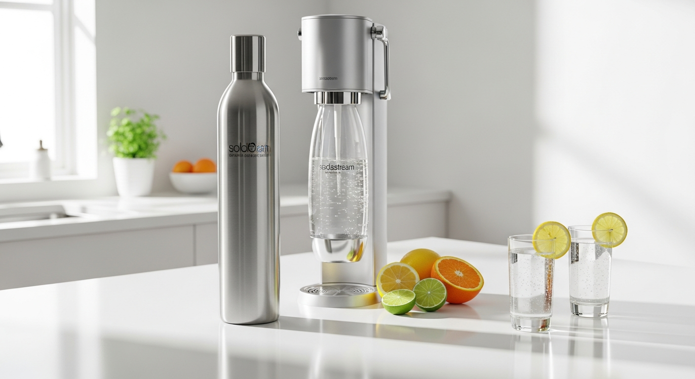 Sodalivery CO2 cylinder exchange service delivery box with four pre-filled carbonation cylinders