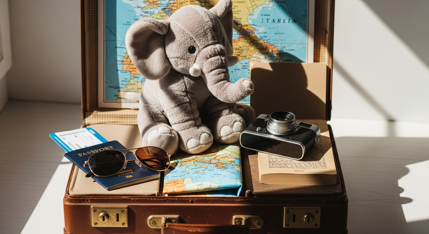 Soft plush Ravensden elephant toy sitting upright with floppy limbs and gentle expression