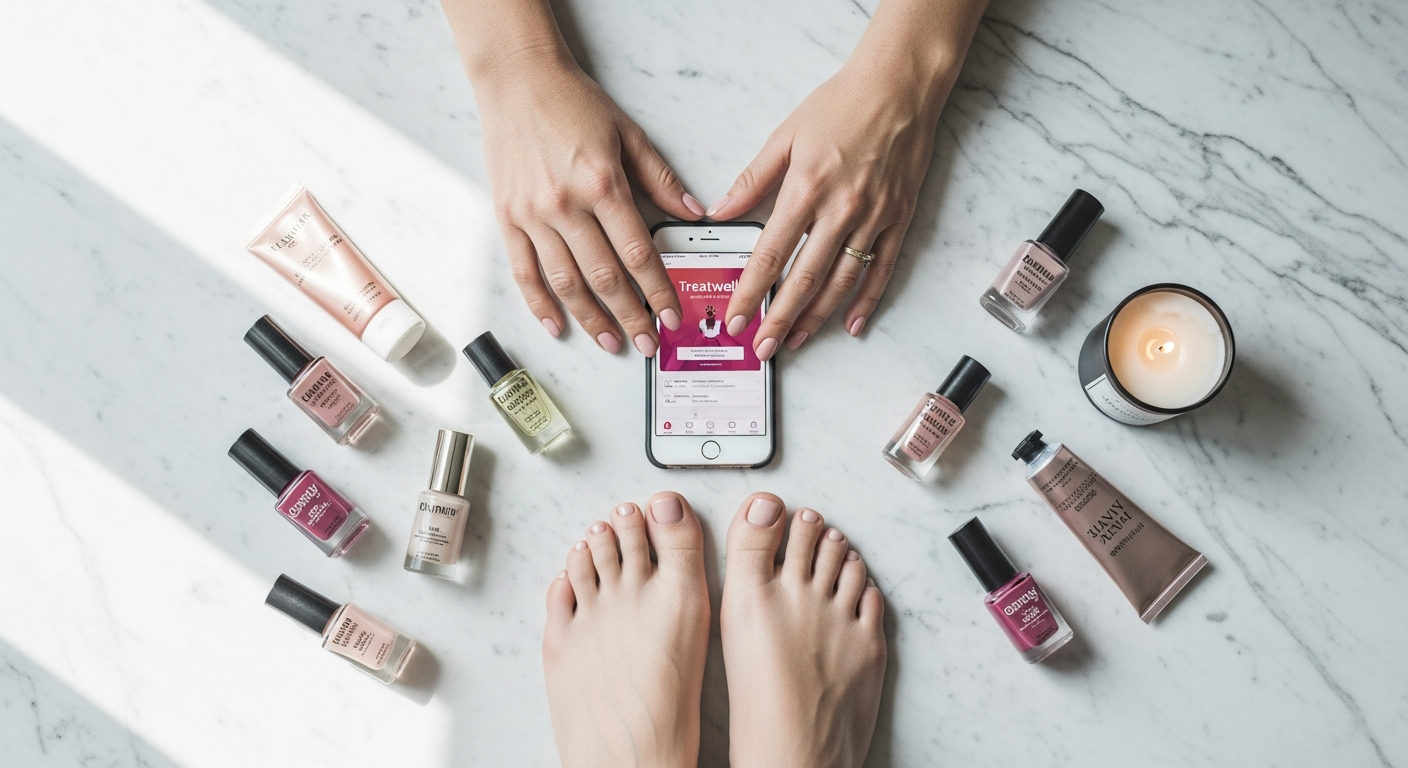 Professional manicure and pedicure services being booked online through Treatwell IT platform