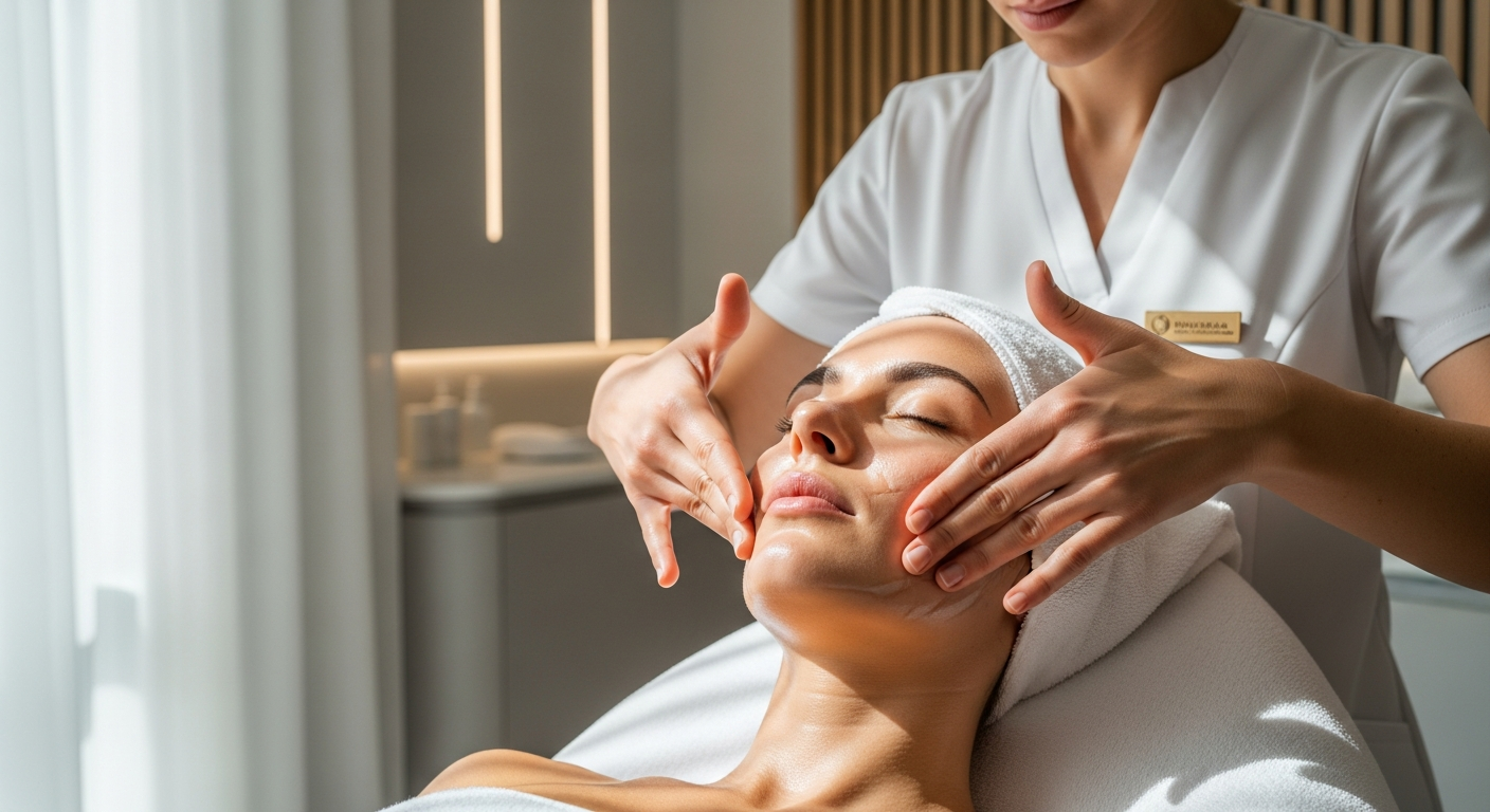 Professional facial sculpting massage certification training demonstration with advanced techniques