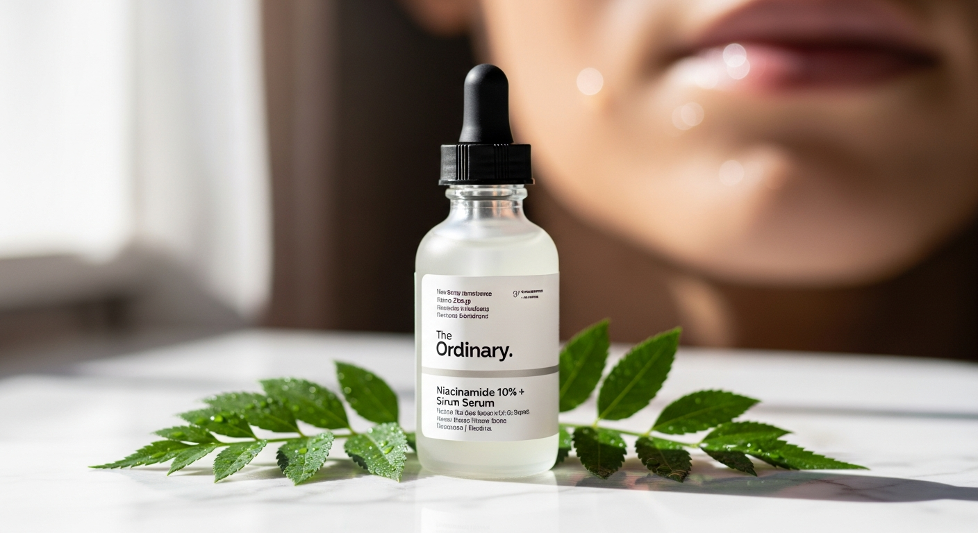The Ordinary Niacinamide 10% plus Zinc 1% Serum bottle displayed on skincare background