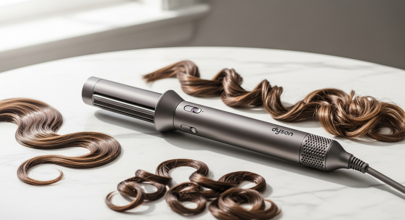 Dyson Airwrap Multi-Styler and Dryer showing all interchangeable barrels, brushes, and attachments