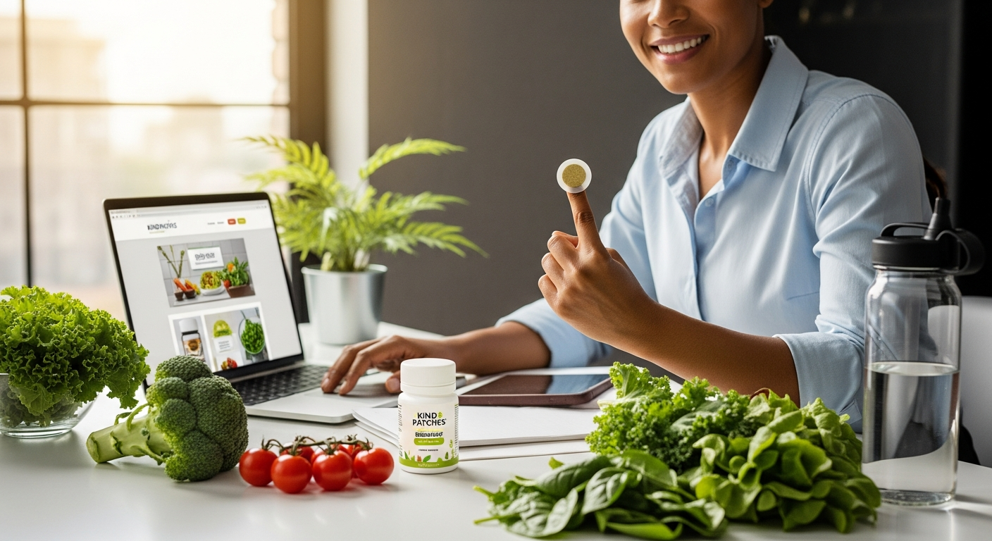 Kind Patches Berberine transdermal patches displayed on skin showing plant-based weight management support delivery system