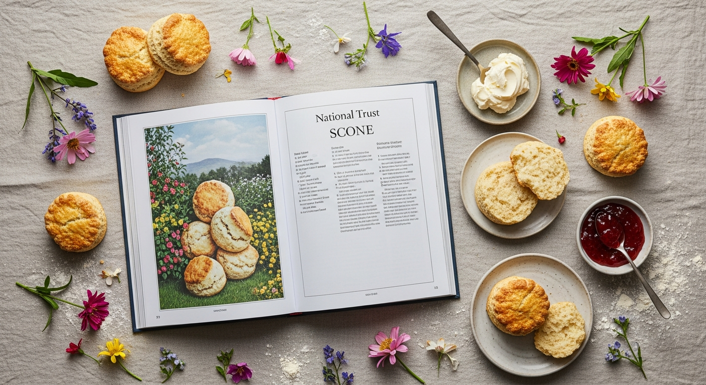 National Trust Scone Recipe Book hardcover with beautifully photographed fresh scones and British heritage property