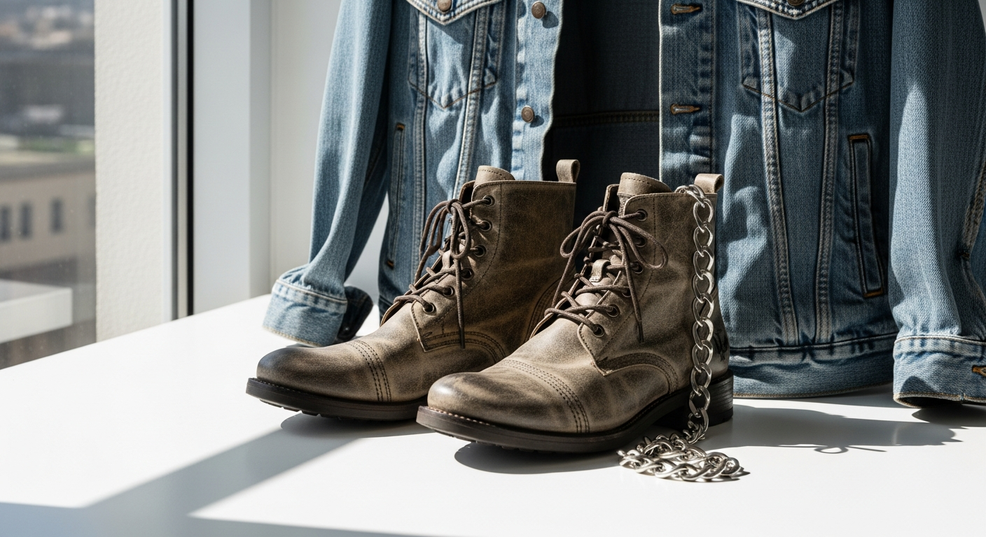 TMA EYES Y2K Washed Leather Boots featuring distressed PU leather construction with visible stitching and zipper accents for streetwear collectors