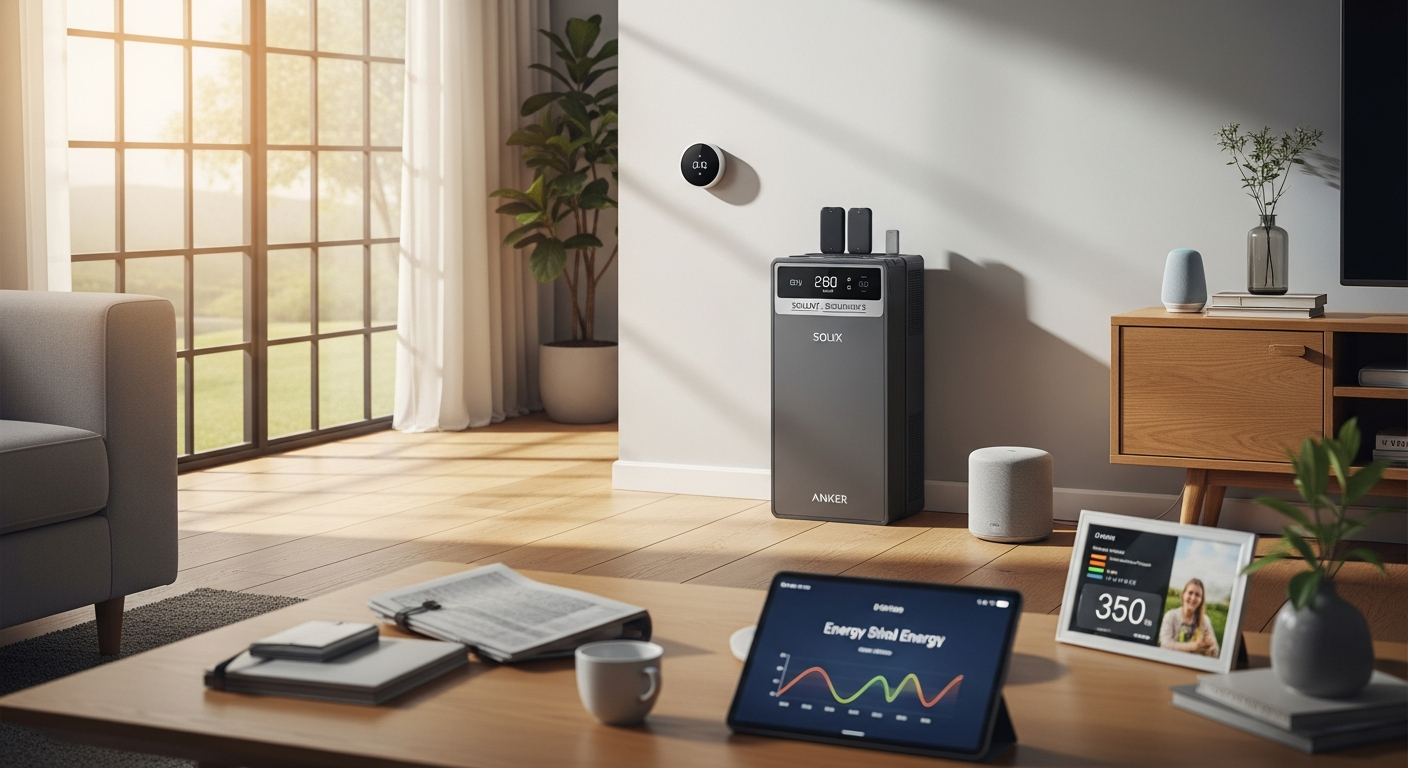 Anker SOLIX Solarbank 3 E2700 Pro solar battery storage system mounted on residential balcony with bifacial solar panels