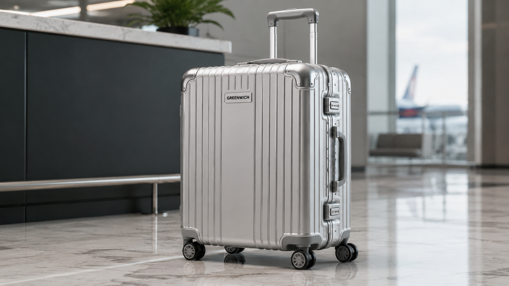 Greenwich Doha 55cm aluminum frame suitcase with spinner wheels and TSA lock system