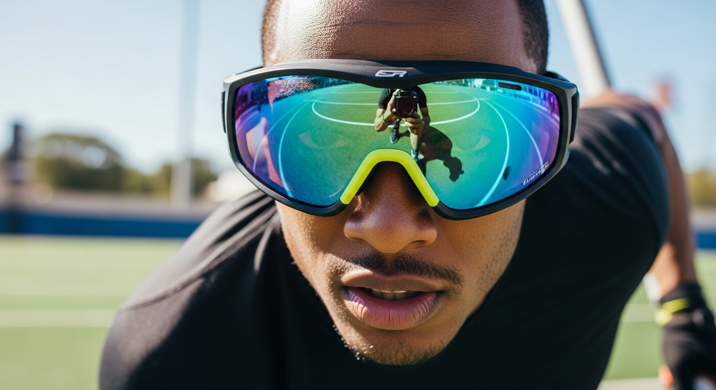 Athlete wearing prescription sports goggles during competitive basketball game with clear vision