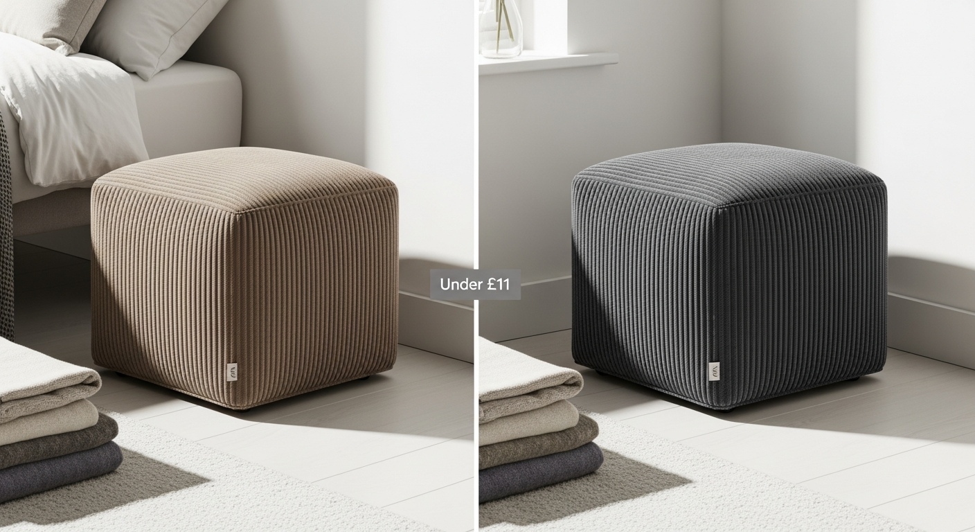 Square Corduroy Folding Storage Ottoman: Space-Saving Storage Under £11