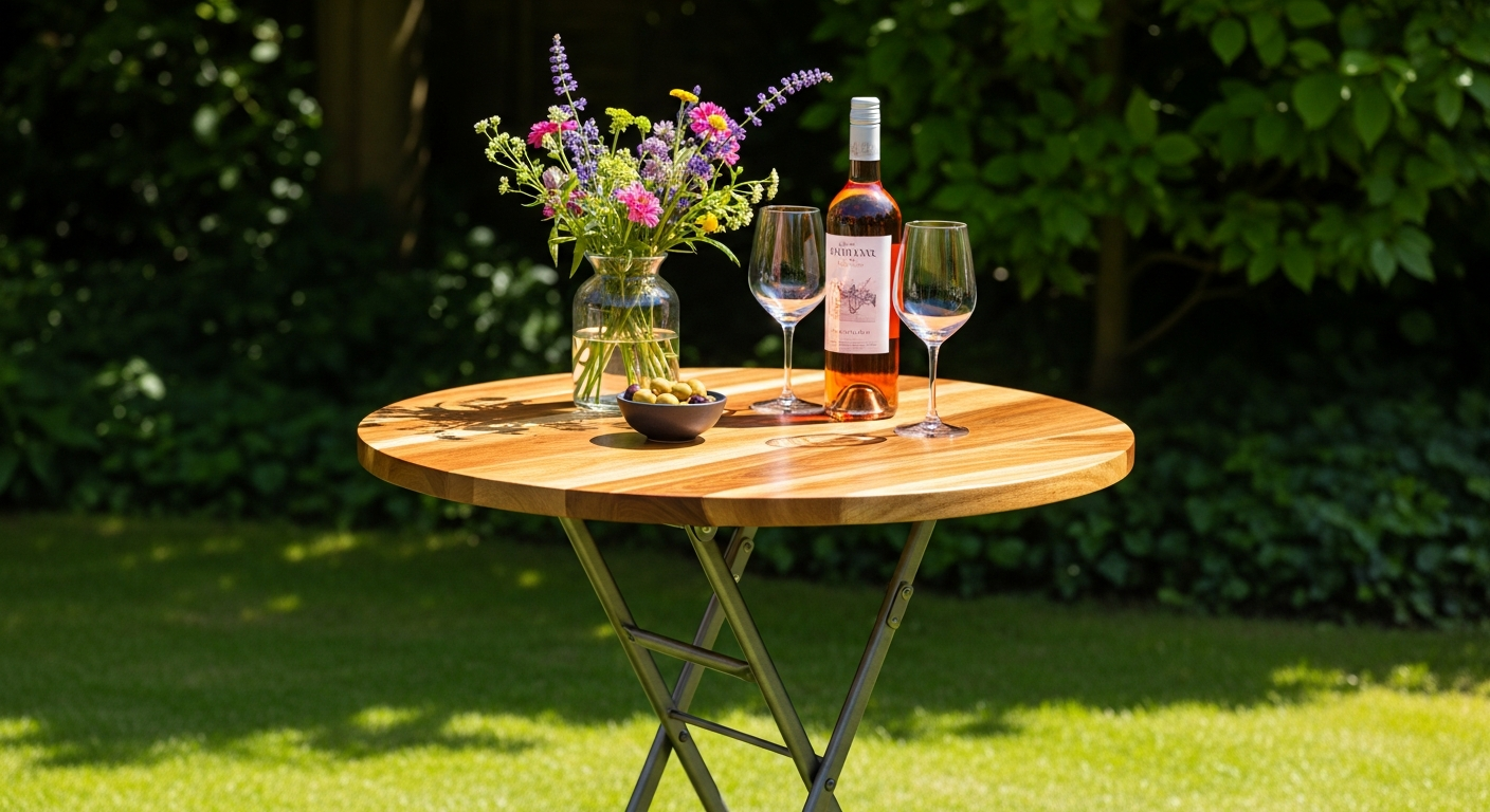 CASARIA Statafel Acaciahout Inklapbaar round foldable bar table in natural acacia wood