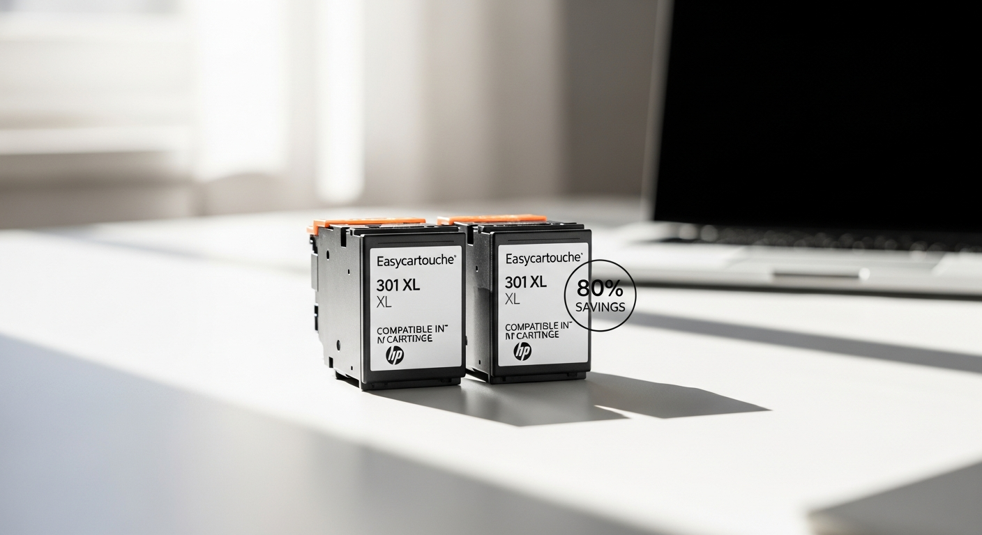 HP 301 XL compatible ink cartridge twin pack with black and color cartridges displayed together