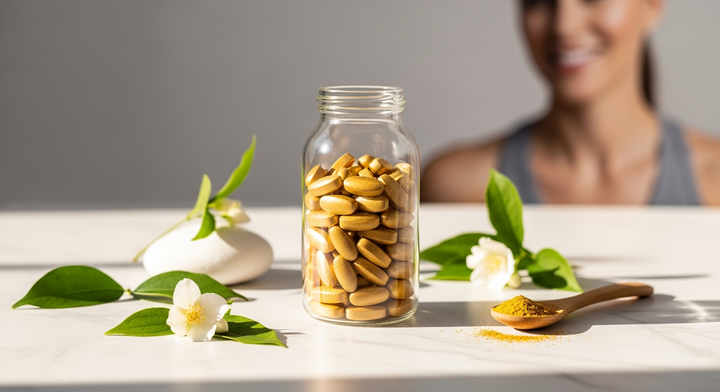 Elle Sera Golden Pill hormone balance supplement bottle with botanical ingredients displayed