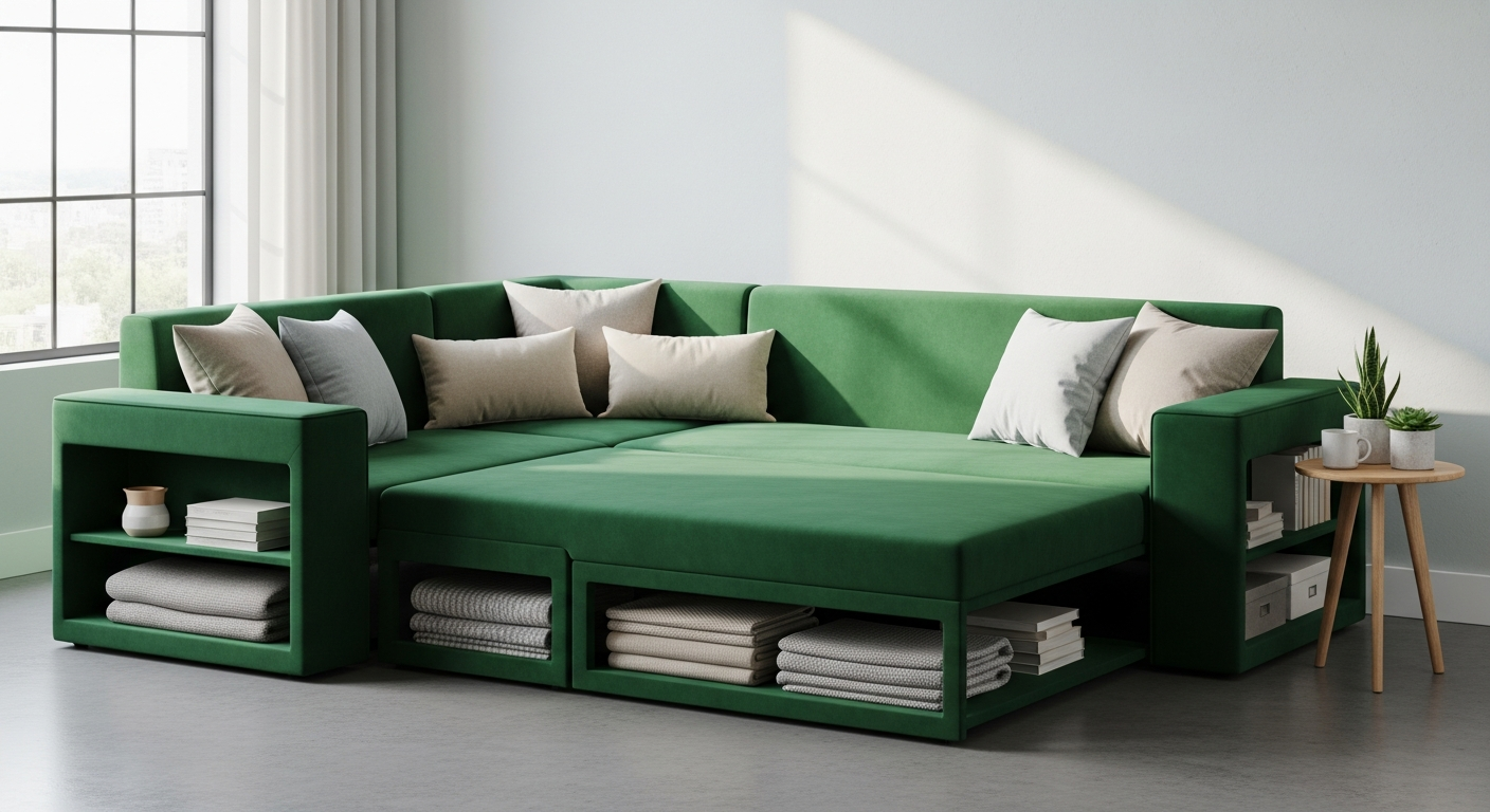 Meridian U Shape Velvet Sofa Bed with Storage: Transform Small Living Spaces | Complete Guide