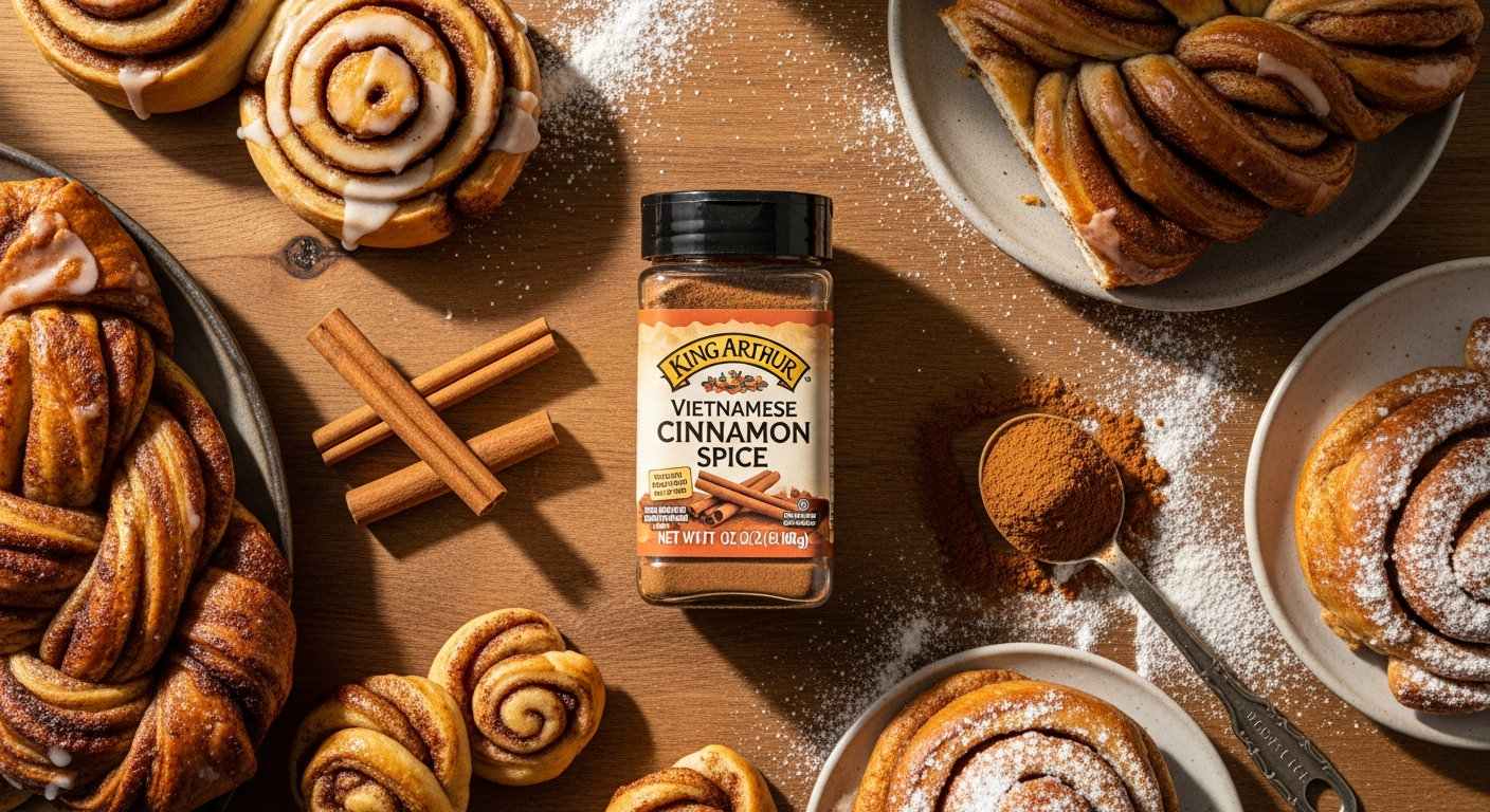 King Arthur Vietnamese Cinnamon Spice container with bold aromatic cinnamon powder displayed