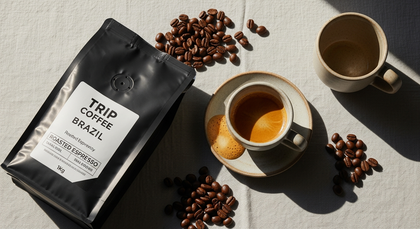 Trip Coffee Brazil 1kg medium roasted Arabica beans in professional coffee packaging