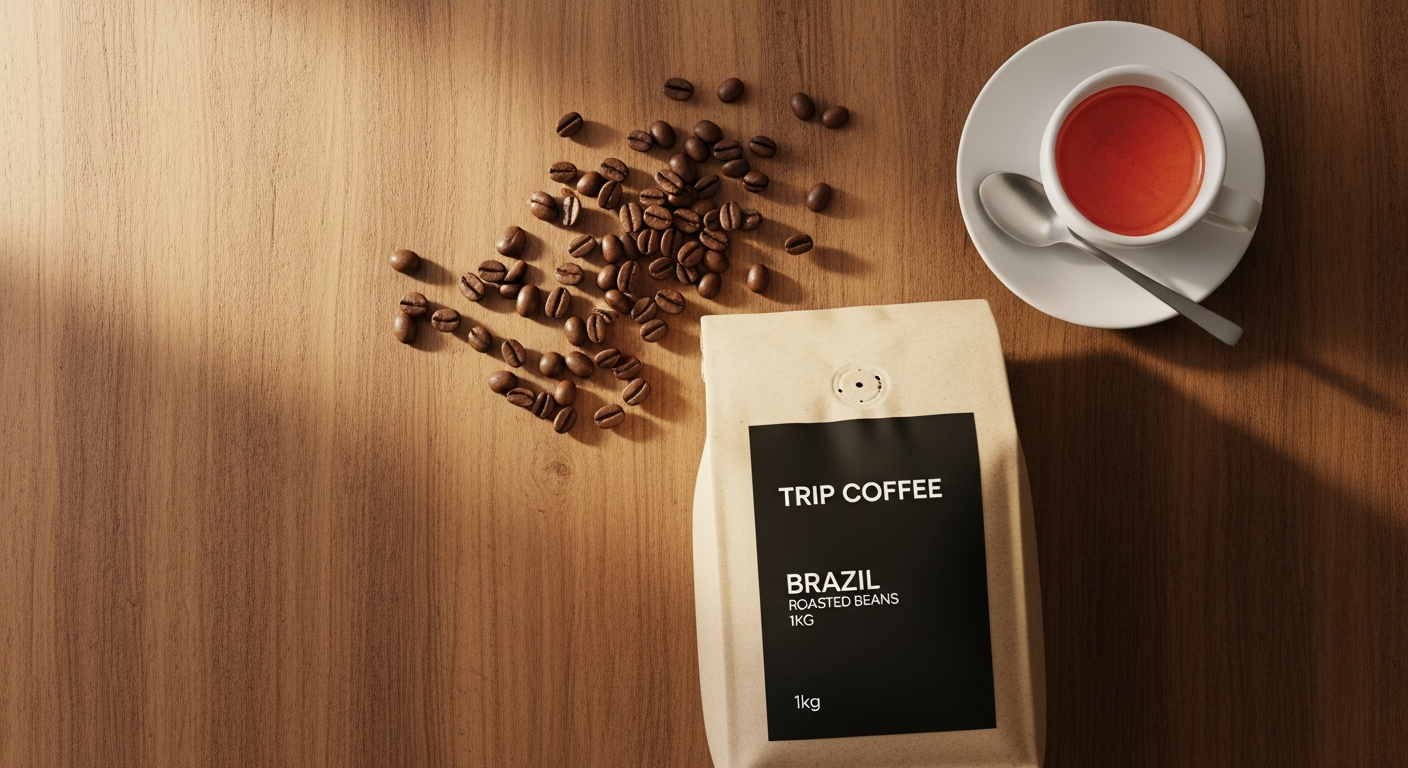 Trip Coffee Brazil 1kg bag of roasted Arabica coffee beans with medium roast profile