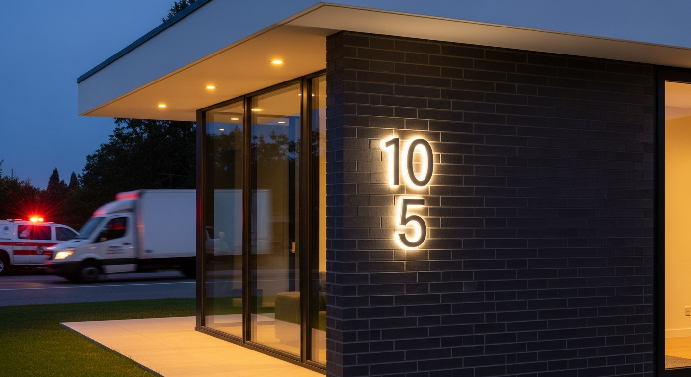 Premium Modern LED Backlit Address Numbers: Emergency Response & Delivery Solutions