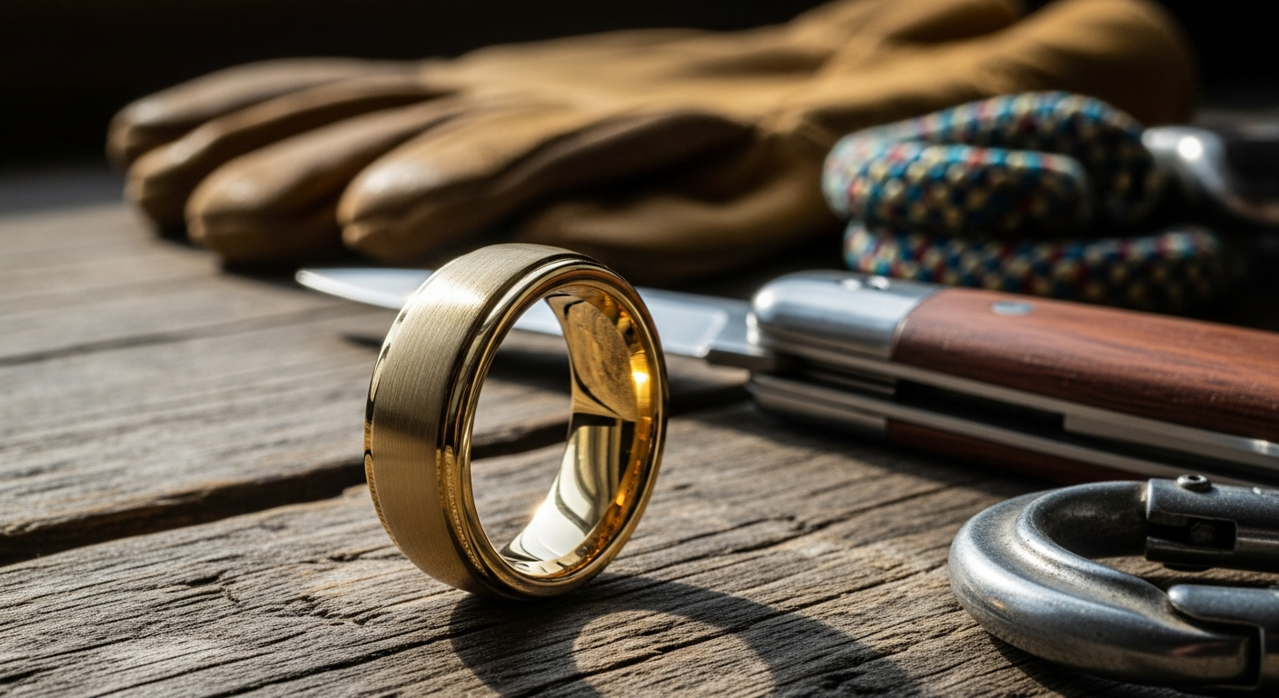 Manly Bands The CEO Gold-Plated Tungsten Ring: Why Active Men Choose This Durable Wedding Band