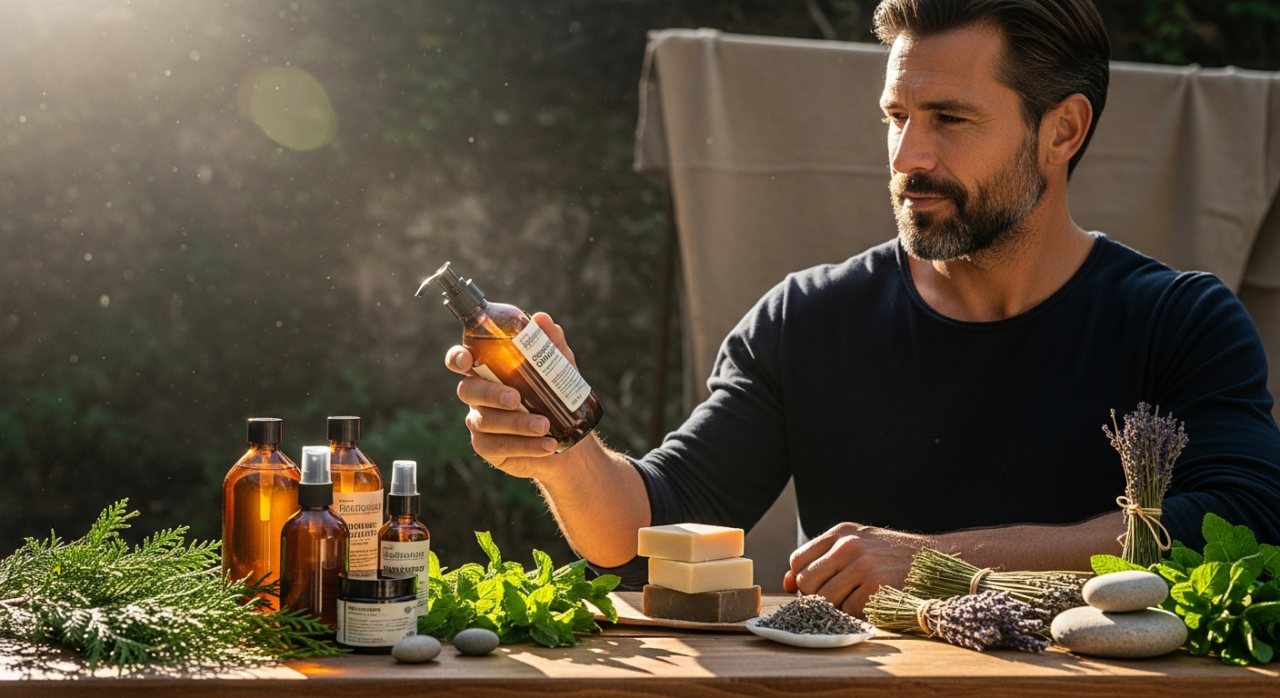 Manly Complete Men's Natural Hygiene Kit with Australian botanical ingredients displayed on white background