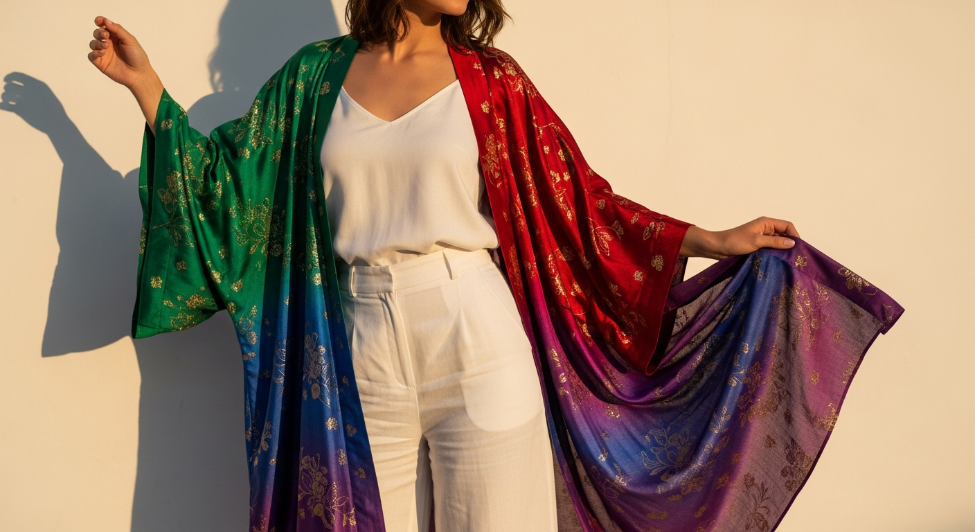 Palma Silk Tamara Kimono by PAOLITA hand-printed Italian silk luxury resort wear piece