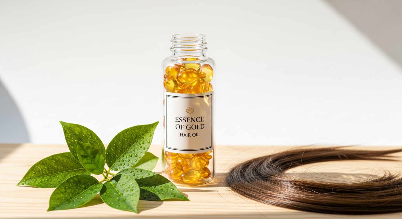 REHAB Dose 1.0 Hair Oil Capsules in biodegradable pods with glossy healthy hair