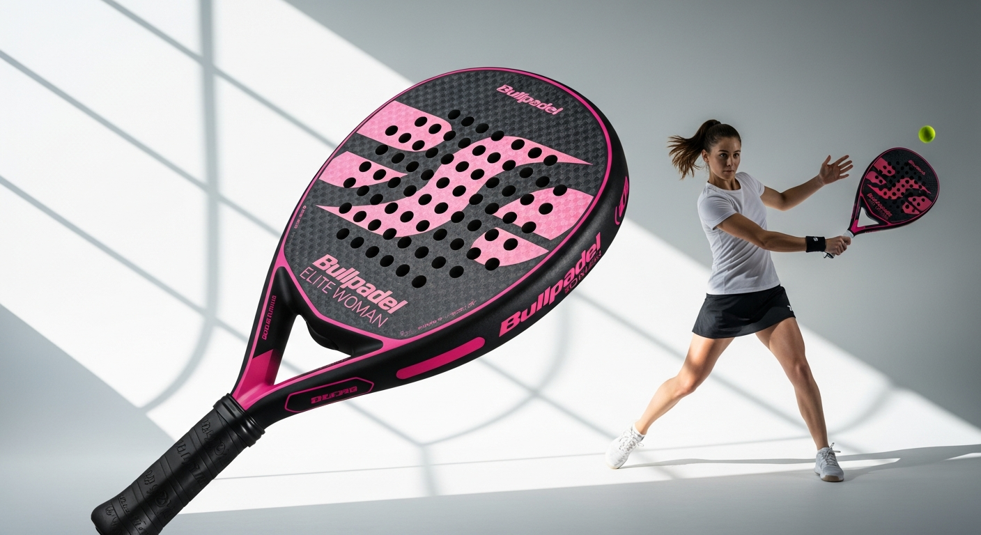 Bullpadel Elite Woman 2026 padel racket with hybrid design and carbon frame construction for advanced female players