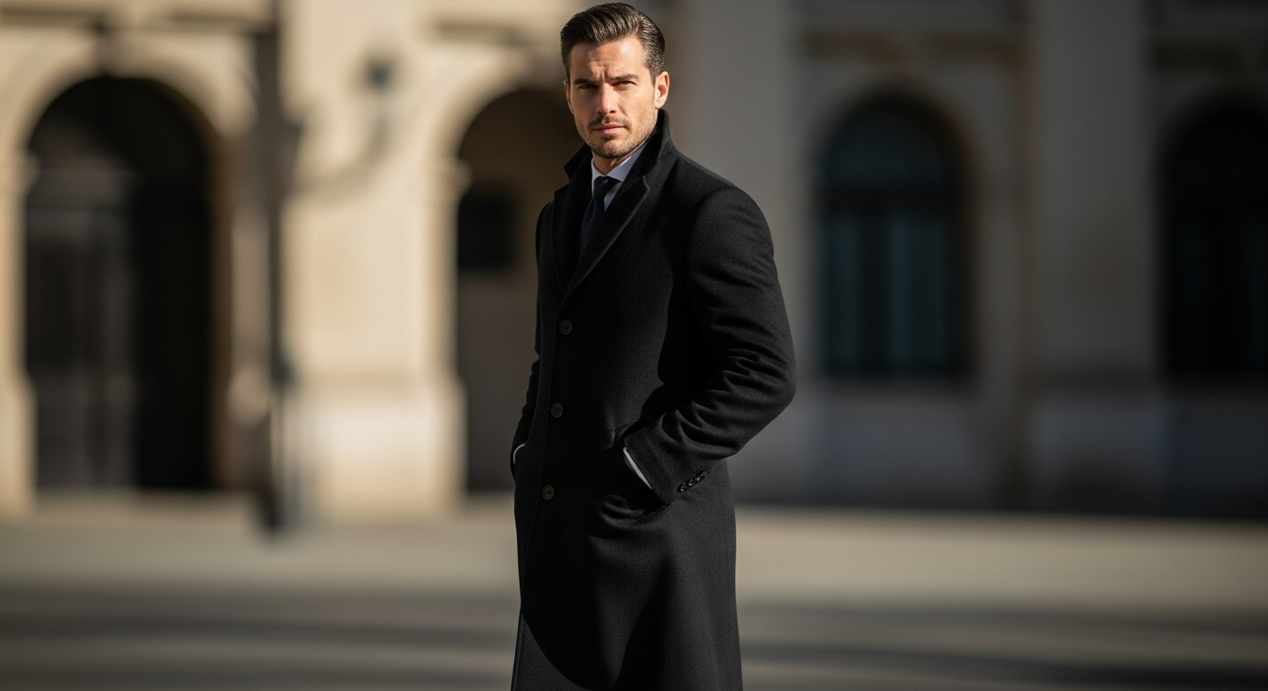 Men’s Black Wool Cashmere Overcoat: Premium Quality Luxury Warmth Without Designer Price Tag