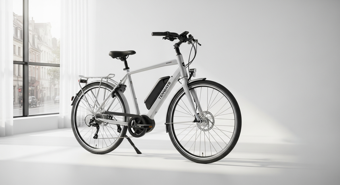 Tenways CGO800S electric bike with belt drive system displayed in urban setting