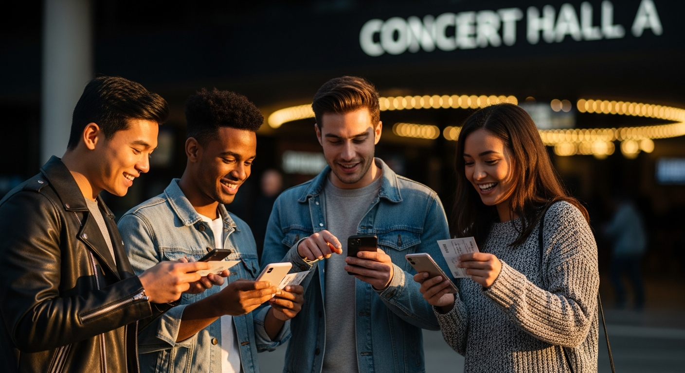 Spanish event ticketing platform interface showing concert and theater event listings with booking options