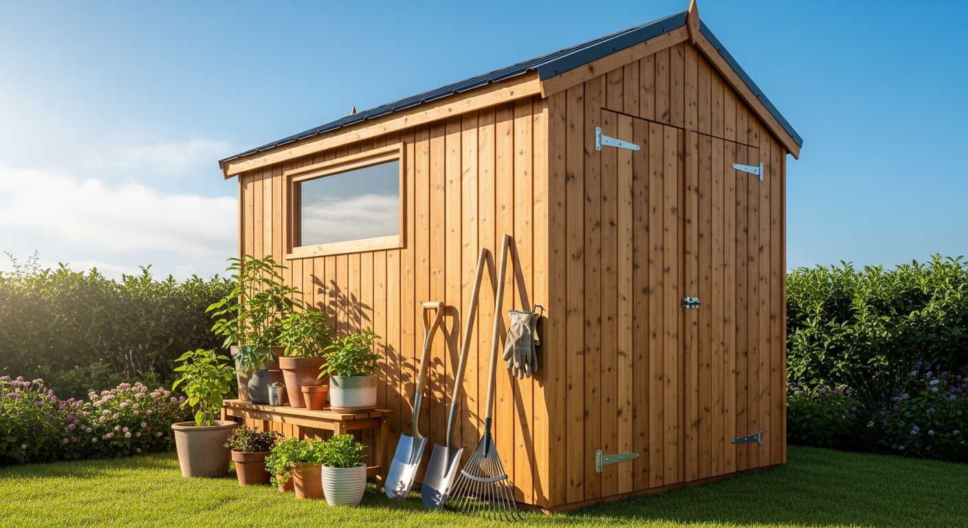 Waltons Value Overlap Apex Shed with traditional timber cladding and apex roof design in garden setting