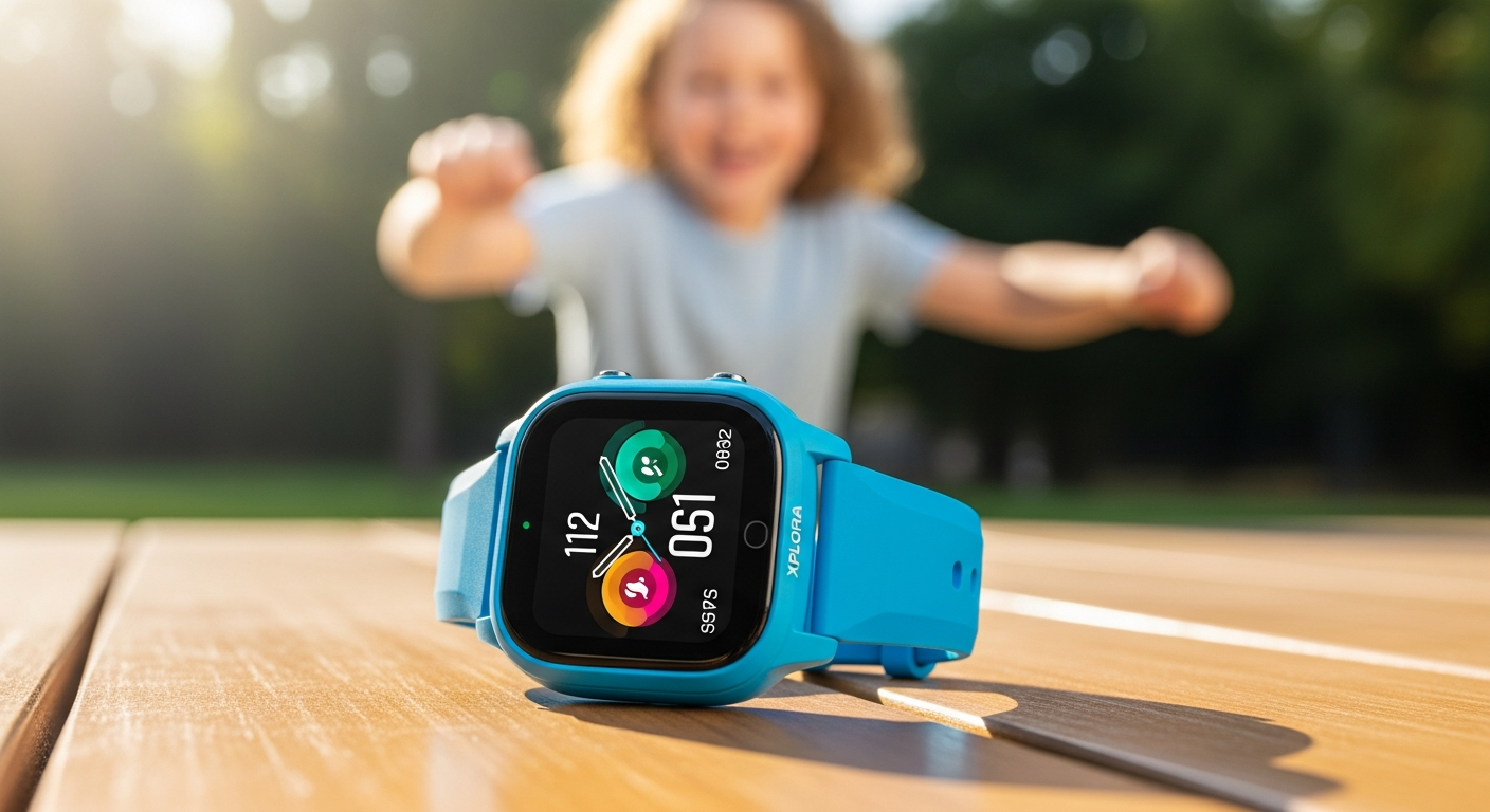 Xplora X6Play kids smartwatch Germany Edition displayed with colorful bands and parent app interface