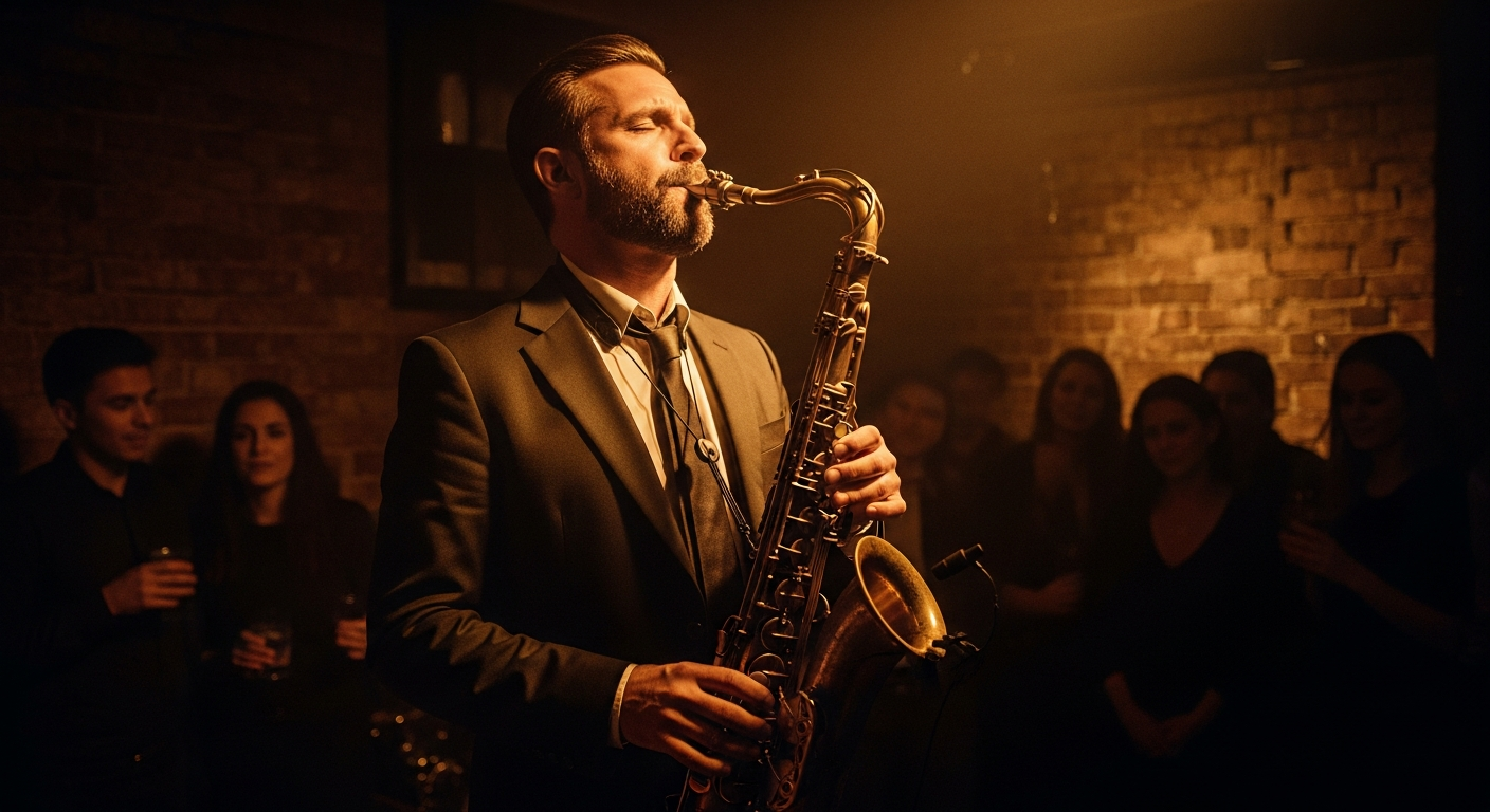 1930s speakeasy jazz club with performers and elegant diners in Art Deco setting
