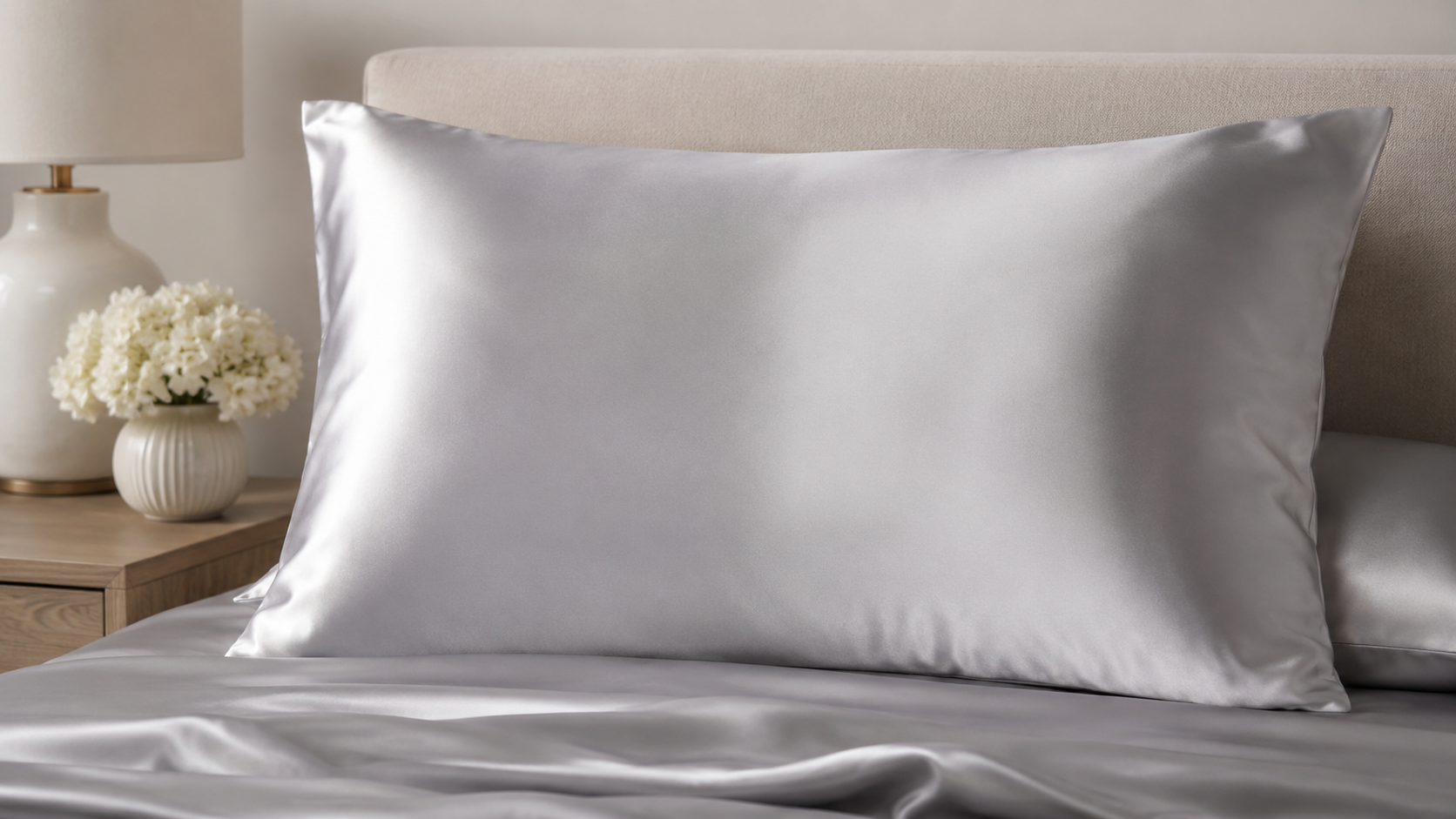 Silver Cloud Satin Pillowcase: Acne & Hair