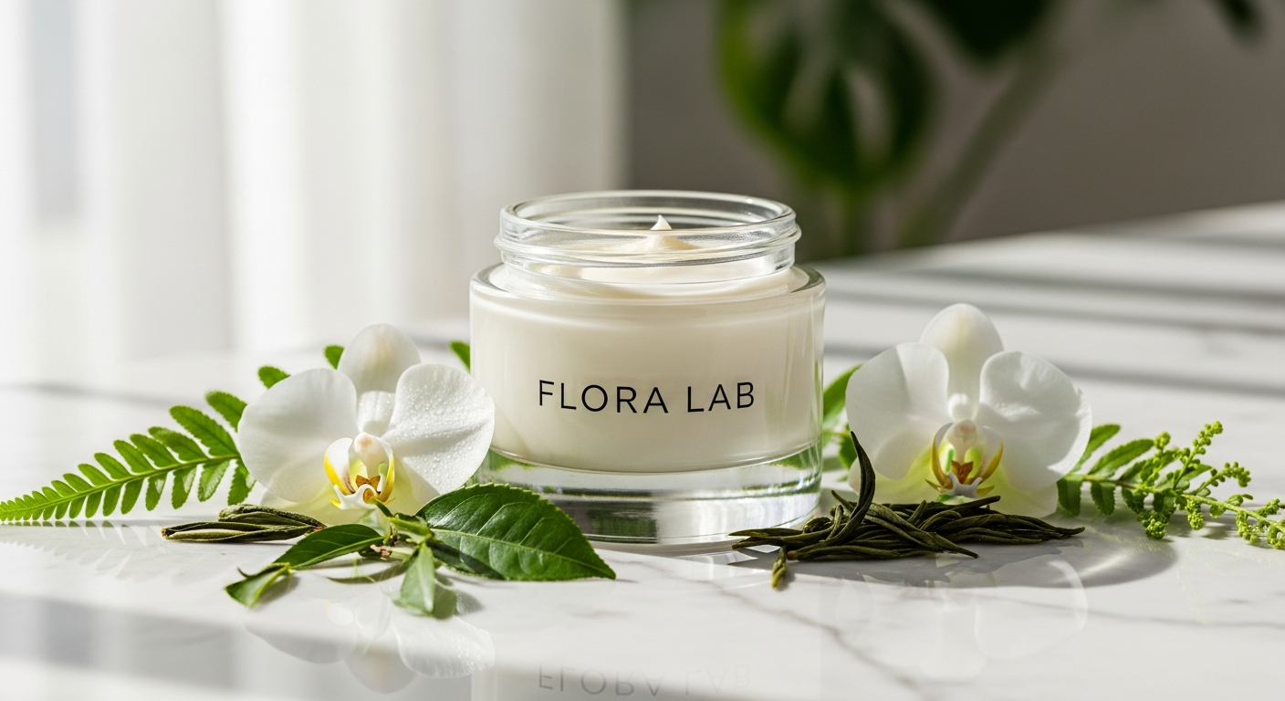 Flora Lab Anti-Aging Face Mask jar with botanical ingredients and hyaluronic acid formula