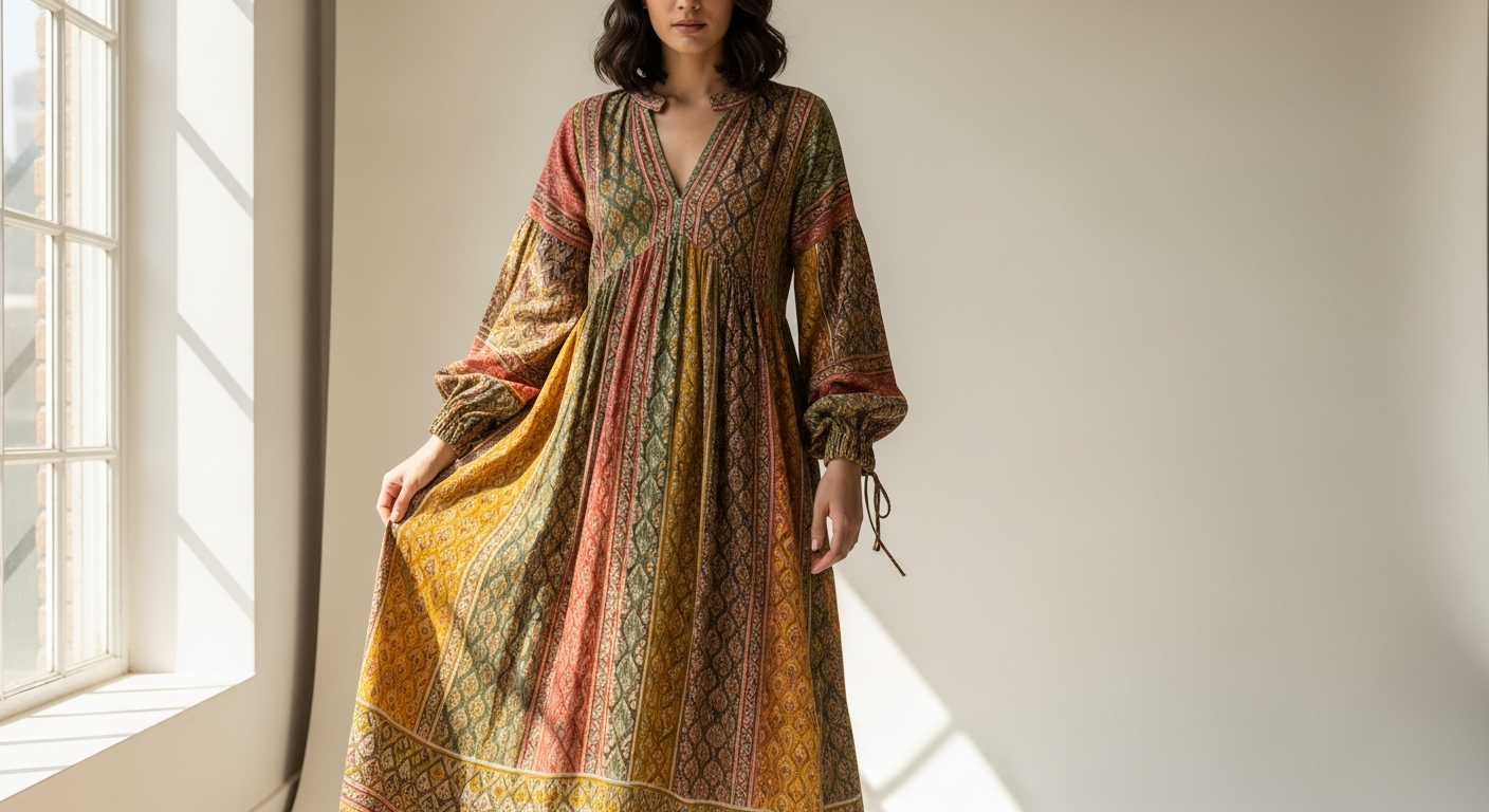 Aspiga Pippa Organic Cotton Block Print Maxi Dress in teal and blue floral pattern